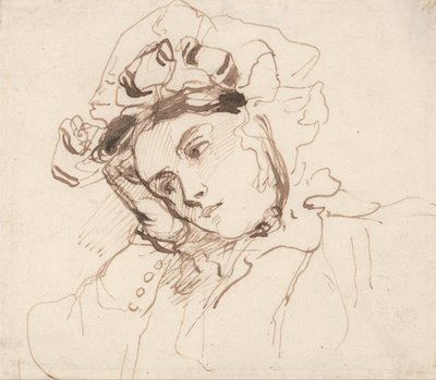 Studie van een Vrouw met haar Hoofd op haar Hand door Richard Parkes Bonington